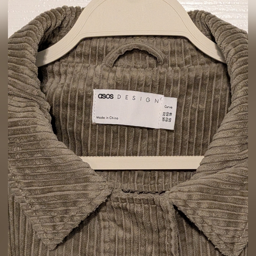 ASOS Curve Olive Green Corduroy Utility Jacket - Picture 4 of 5